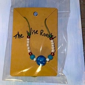 Beautiful blue beaded hemp necklace
